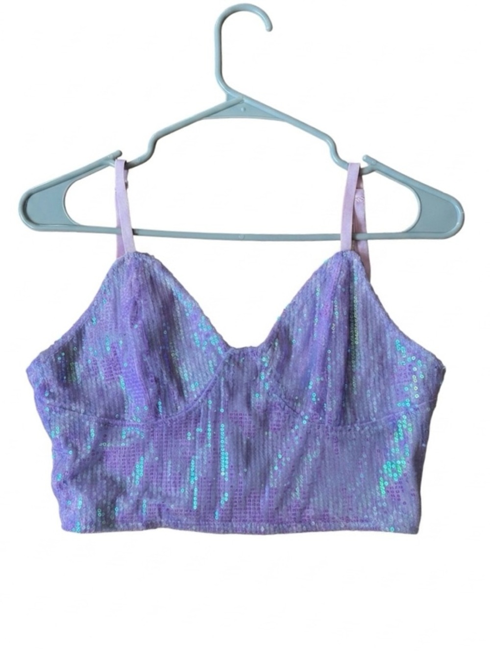 Lilac Sequin Crop Cami Top
